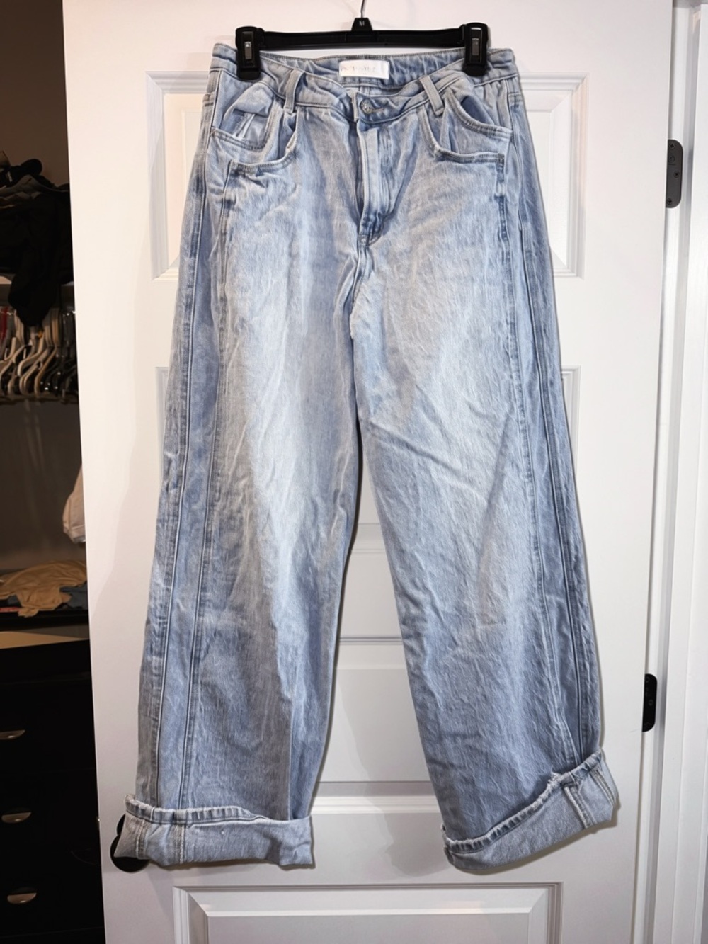 High-Rise Light Blue Wide-Leg Jeans